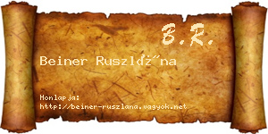 Beiner Ruszlána névjegykártya